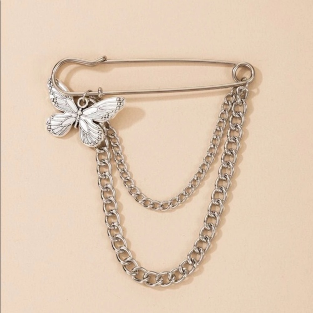 Safety Pin Butterfly Brooch - Picture 2 of 3